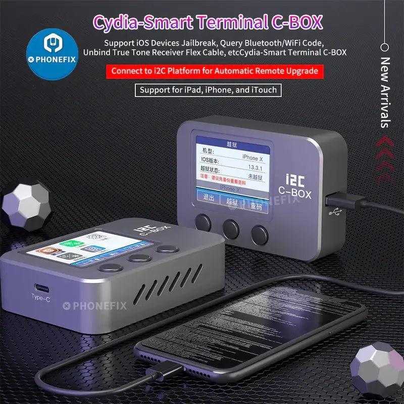 JCID Intelligent Jailbreak Box J-BOX for bypassing iCloud password and ID, used as a phone unlocking tool by PHONEFIX.