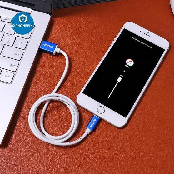 PHONEFIX Magico Restore Easy Cable for iPhone and iPad flashing and restore, used as a phone unlocking tool.