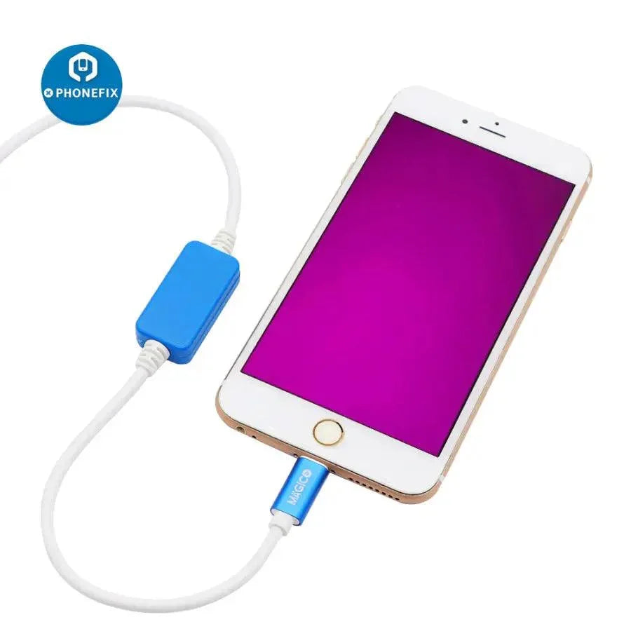 Magico DCSD cable for iPhone serial port engineering, PhoneFix phone unlocking tool used for iPhone repair and diagnostics.