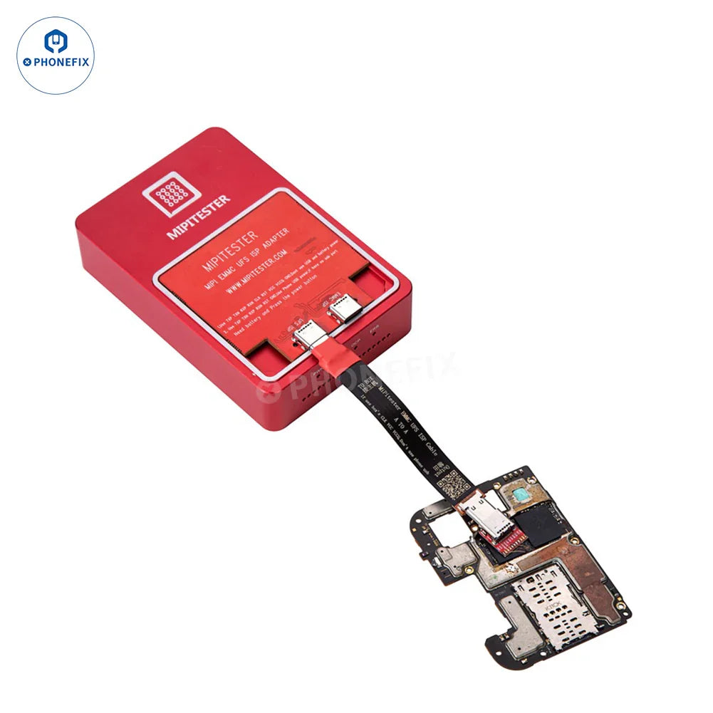 PHONEFIX MIPI PRO Tester with UFS EMMC ISP cable and BGA adapter for phone unlocking and repair.