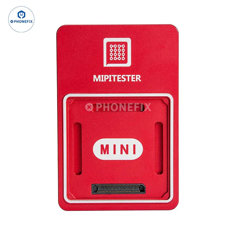 PHONEFIX MiPiTester MINI UFS153 UFS254 EMMC 13-in-1 adapter for phone unlocking and data testing, shown with multiple connection ports.