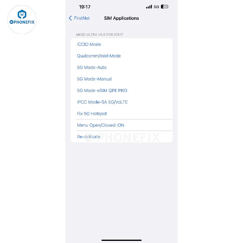 PHONEFIX MKSD Ultra Unlock Card for iPhone 15 fixes iOS17 Invalid SIM error, phone unlocking tool for iOS devices.