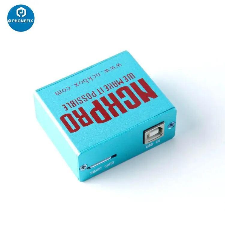 PhoneFIX NCK Pro Box unlocking tool with 16 cables for Samsung and Huawei phone flashing and unlocking repair.