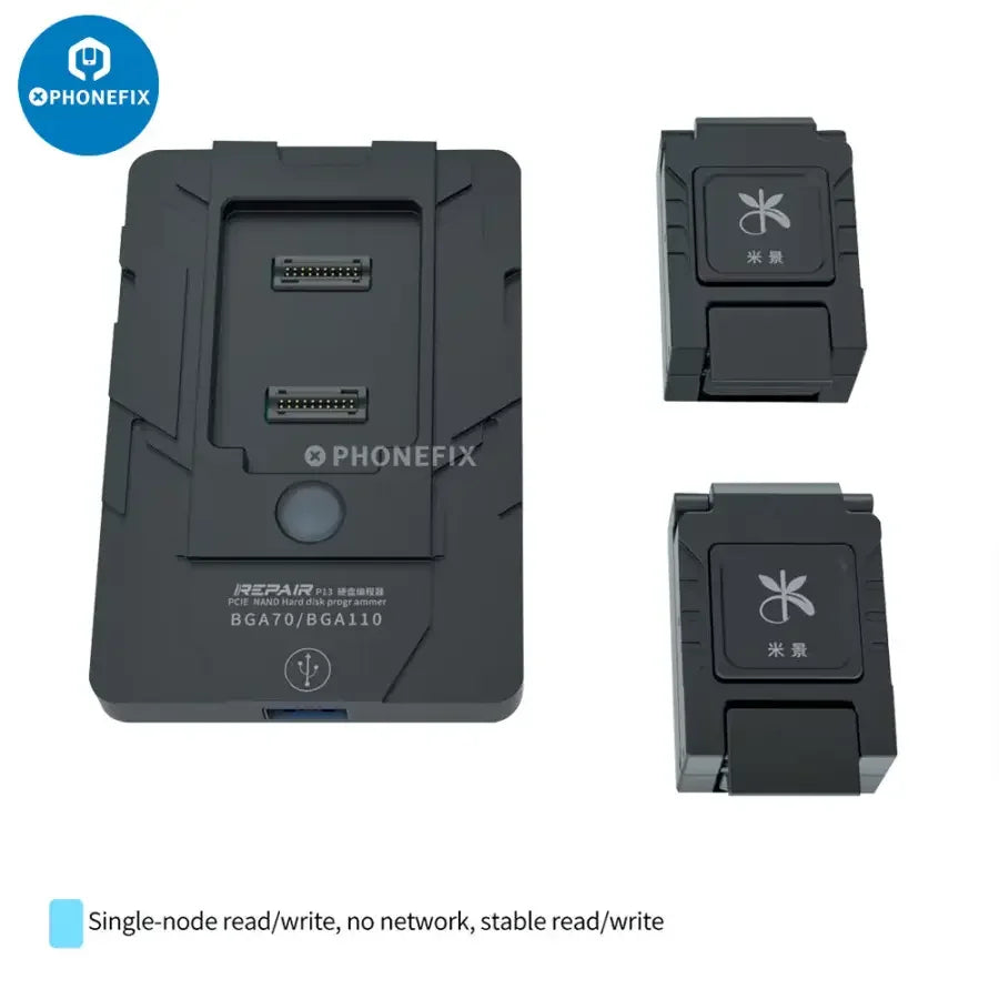iRepair P12 PCIe NAND hard disk programmer used for DFU purple screen repair, a phone unlocking tool by PHONEFIX.