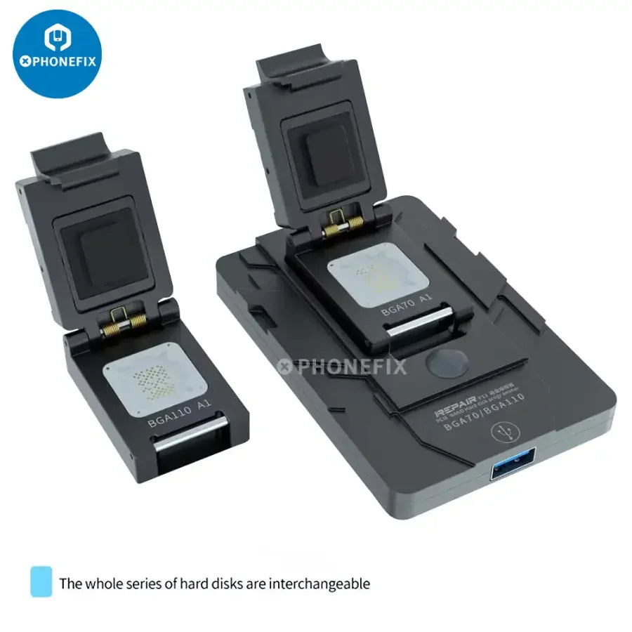 PHONEFIX iRepair P12 PCIe NAND hard disk programmer for PCIE chips, used for DFU purple screen repair and phone unlocking tools.