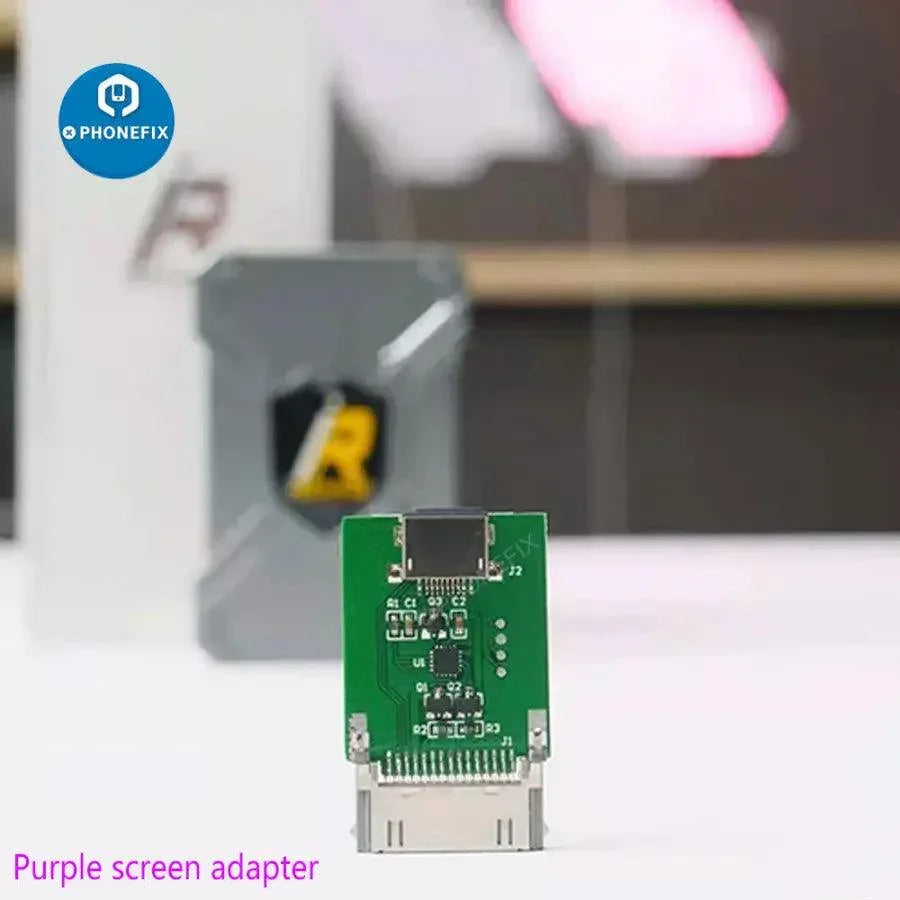 Purple iPad 2 and 3 screen adapter for iRepair P10 Magico Diag Tool, used for phone unlocking and repair by PHONEFIX.