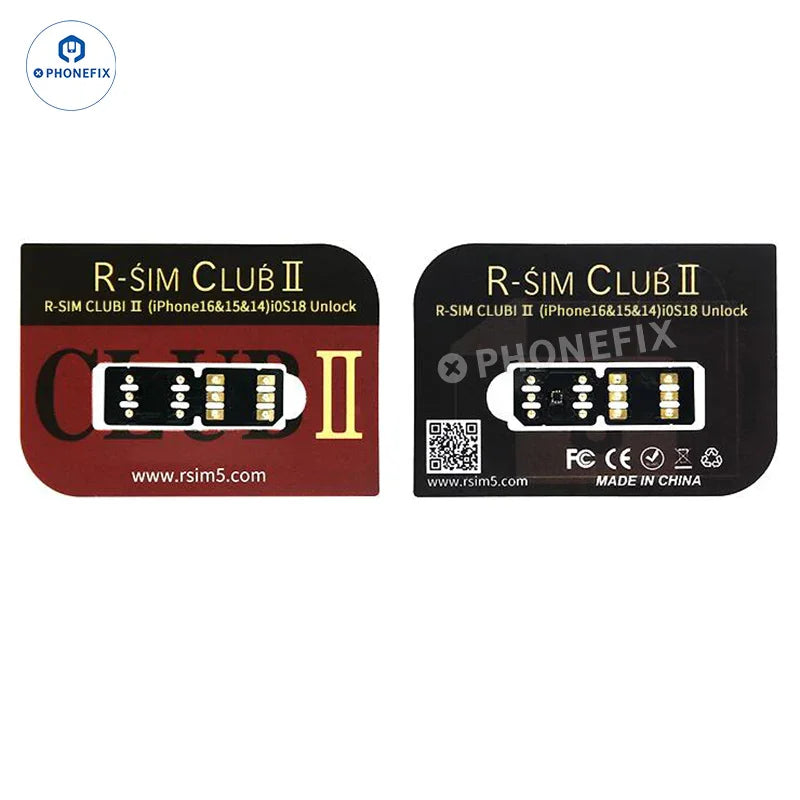 PhoneFix R-SIM CLUB 2 unlock card for iPhone 16 iOS 18, TMSI eSIM, ICCID, and IPCC unlocking tools for phone unlocking.