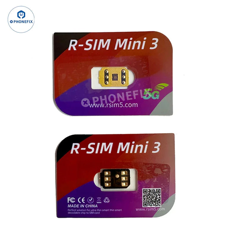 PhoneFix R-SIM Mini3 VSOP II unlock card for iPhone 13-16 Pro Max, used for unlocking and carrier switching.