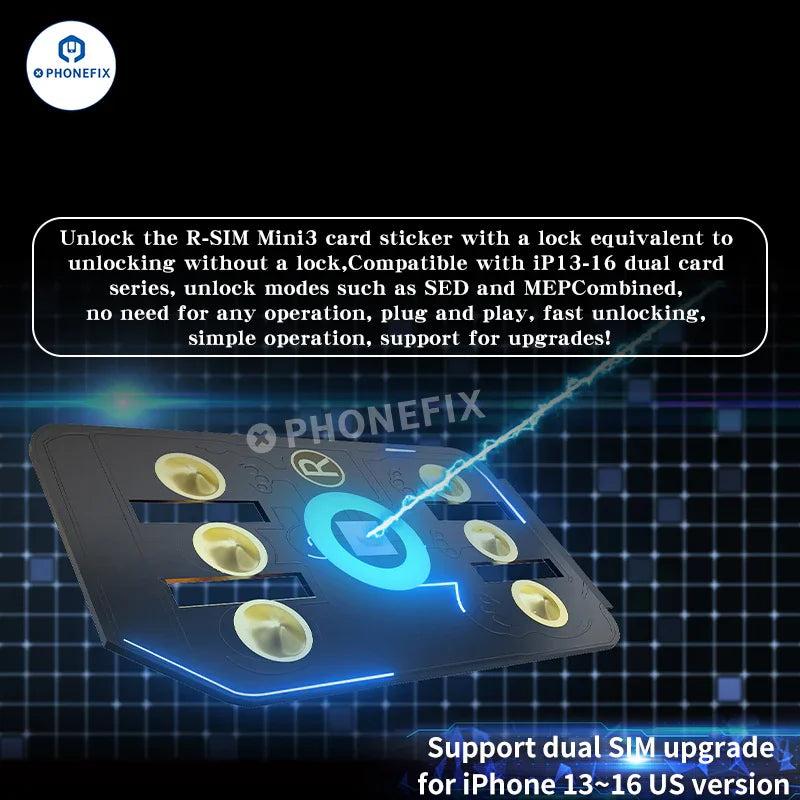PHONEFIX R-SIM Mini3 VSOP II unlock card for iPhone 13-16 Pro Max, phone unlocking tool for carrier unlocking.