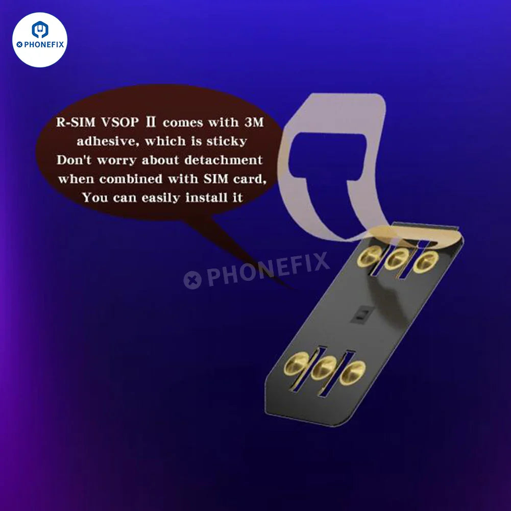 PhoneFix R-SIM Mini3 VSOP II unlock card for iPhone 13-16 Pro Max, used for phone unlocking and network unlocking tools.