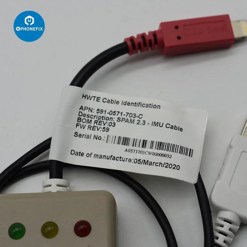 PHONEFIX SPAM2 Engineering Cable for Apple Watch repair with purple screen, used for phone unlocking and repair tools.