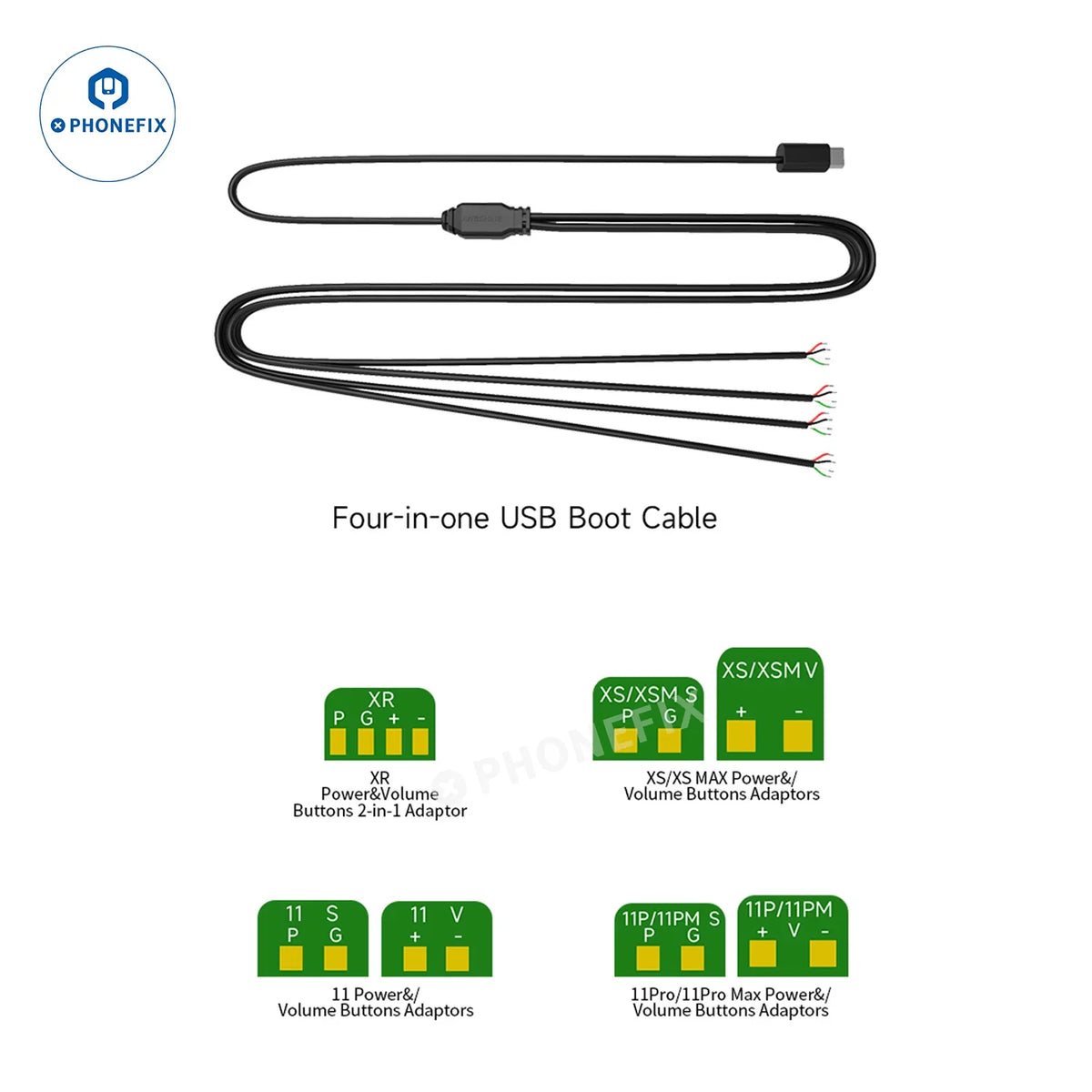 PHONEFIX ST01 One-key DFU box for iPhone X to Pro Max recovery mode, used for phone unlocking and troubleshooting.