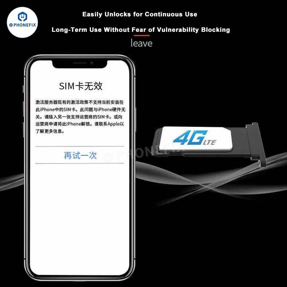 PHONEFIX V19 iOS 18 SIM sticker desbloquea iPhone 6S a Pro Max para desbloquear operadores y herramientas de desbloqueo de teléfonos.