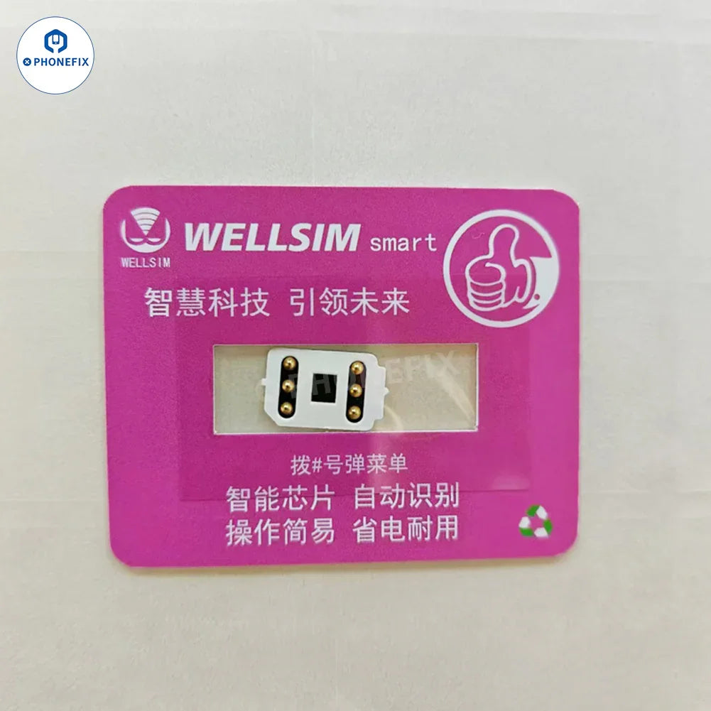 Tarjeta de desbloqueo PHONEFIX WELLSIM Smart SIM para iPhone XR a iPhone 16 Pro Max, utilizada para desbloquear dispositivos iOS 18.