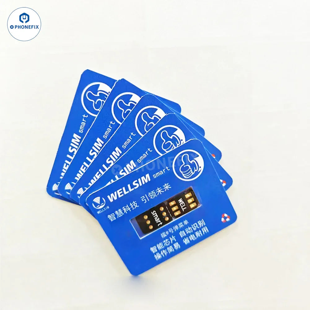 Tarjeta inteligente de desbloqueo SIM PHONEFIX Wellsim para iOS 18 iPhone XR a iPhone 16 Pro Max, herramienta de desbloqueo de teléfono para modelos de iPhone.