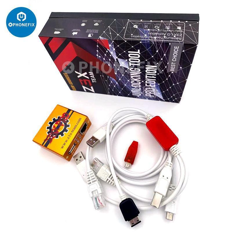 PHONEFIX Z3X Pro Box for Samsung, LG, and Android phone repair, flashing, unlocking, and flashing tool for mobile devices.