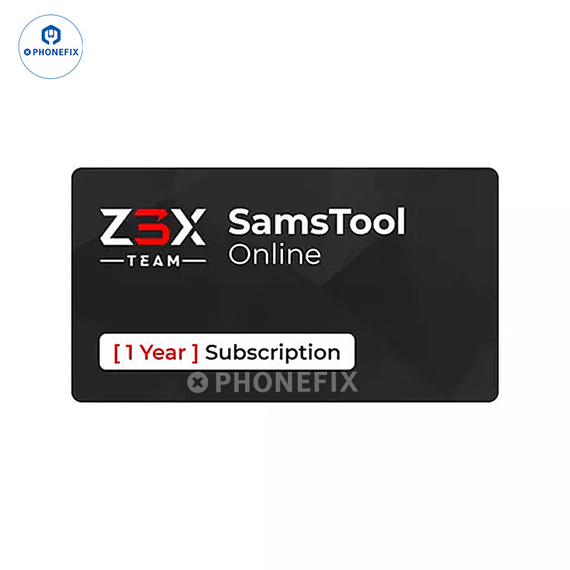 Z3X Sam Pro dongle for Samsung phone unlocking, flashing, and repair by PHONEFIX, showing the device and connection ports.