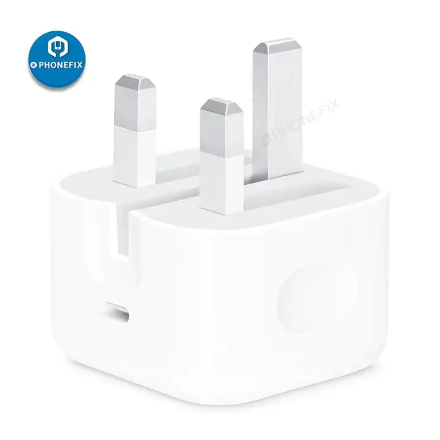 PHONEFIX 20W USB-C power adapter for Apple Type-C devices, compact charger for fast phone charging, black plastic design
