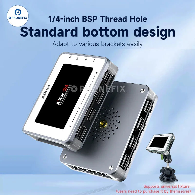 PHONEFIX AiXun PF26 smart fast charger with 8 USB ports for multi-device phone charging station, compact and efficient design.