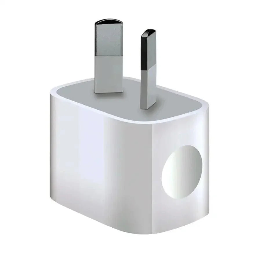 PHONEFIX 5W USB wall charger adapter for Apple iPhone, EU/US plug, fast charging for smartphones and compatible devices.