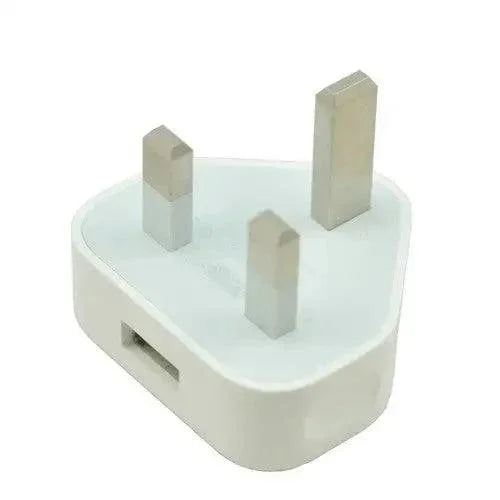 PHONEFIX 5W USB wall charger adapter for Apple iPhone, US and EU plug, fast charging, compact phone USB charging accessory.