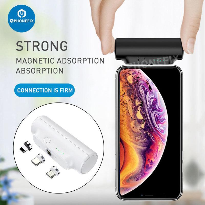 PHONEFIX 3-in-1 power bank external battery charger for mobile phones, USB charging tool with multiple ports.