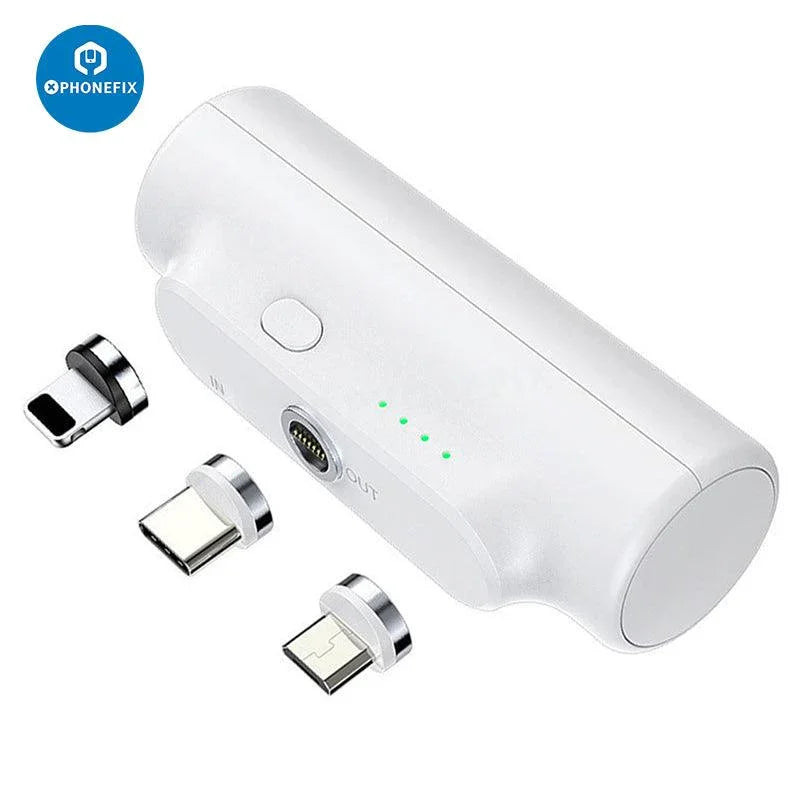 PHONEFIX 3-in-1 power bank external battery charger for mobile phones, USB charging tool with multiple device compatibility.