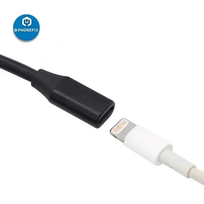 1M PHONEFIX 8Pin interface extension cable for Apple charging and audio adapter, compatible with iPhone devices.