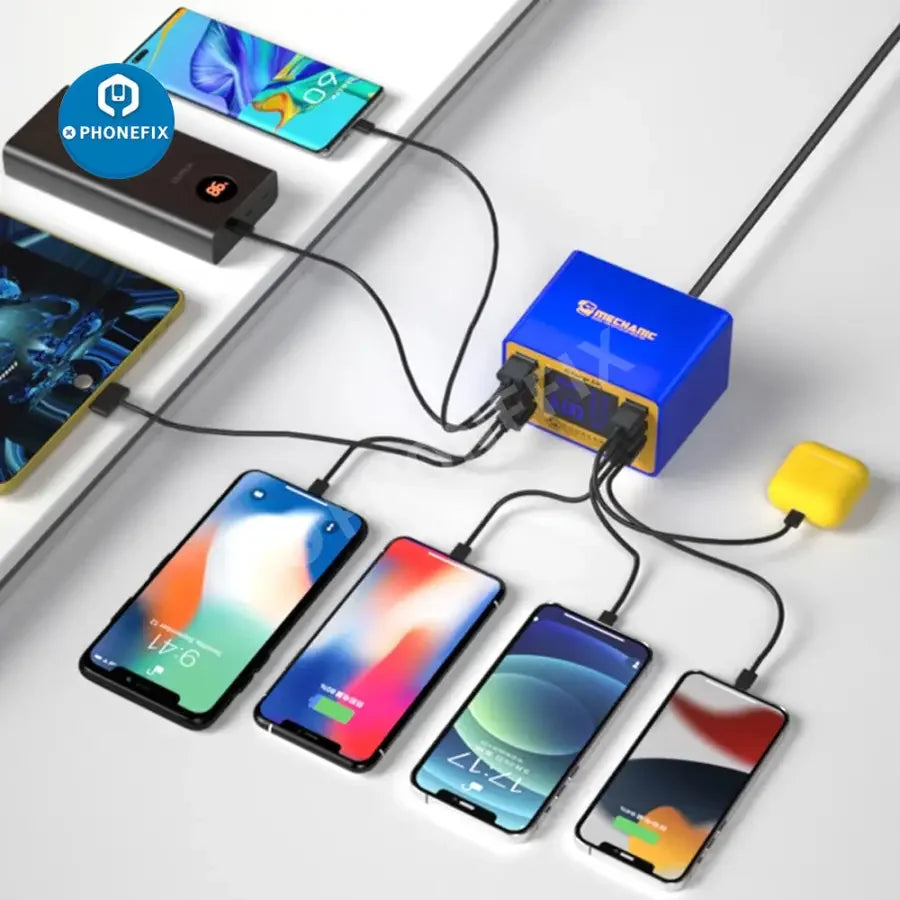 PHONEFIX MECHANIC iCharge8M USB fast charger for iPhone, Android phone, and tablet, with a long 8-meter cable.
