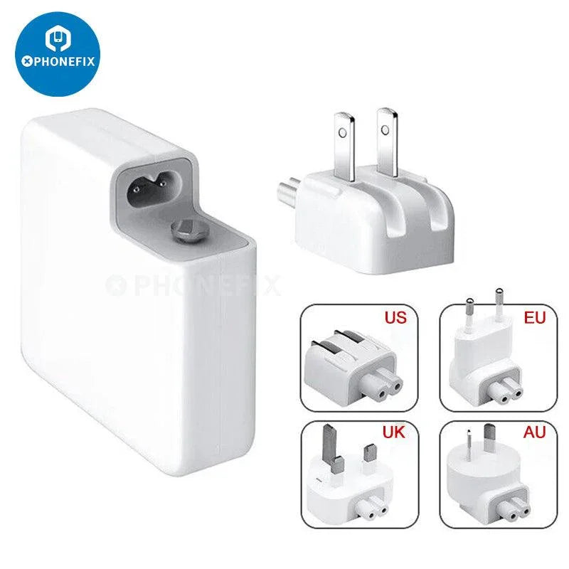 PHONEFIX MagSafe power charger adapter with USB-C port for MacBook Pro, available in 45W, 60W, and 85W models for fast charging.