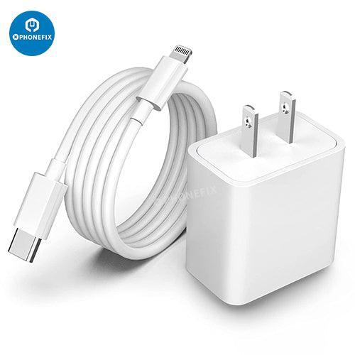 PHONEFIX 20W USB-C Power Adapter with lightning cable for iPhone and iPad, fast charging phone USB charger in China.