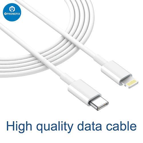 Adaptador de corriente USB-C PhoneFIX de 20 W con cable Lightning para carga rápida de iPhone y iPad, accesorio compacto de carga USB para teléfonos.