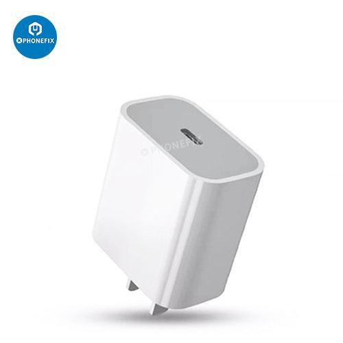 Adaptador de corriente USB-C PHONEFIX de 20 W con cable Lightning para iPhone y iPad, accesorio de carga USB para teléfonos de carga rápida.