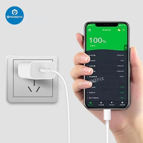 Adaptador de corriente USB-C PHONEFIX de 20 W con cable Lightning para iPhone y iPad, accesorio de carga USB para teléfonos de carga rápida.