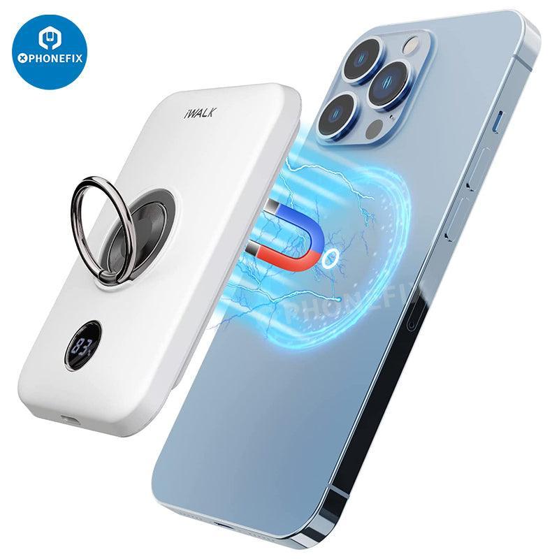 PHONEFIX MagSafe wireless charger with finger holder for iPhone 12-14 series, USB charging pad, sleek phone accessory