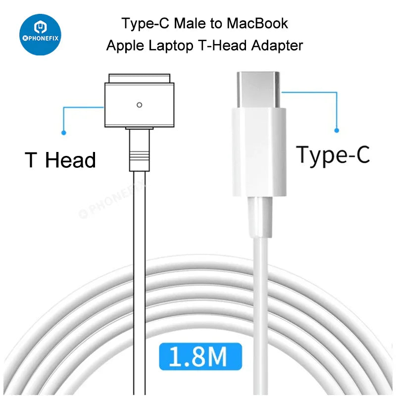 PhoneFIX 5-pin DC cord cable with T-style plug for MagSafe 2 charger and AC power adapter, suitable for phone USB charging devices.