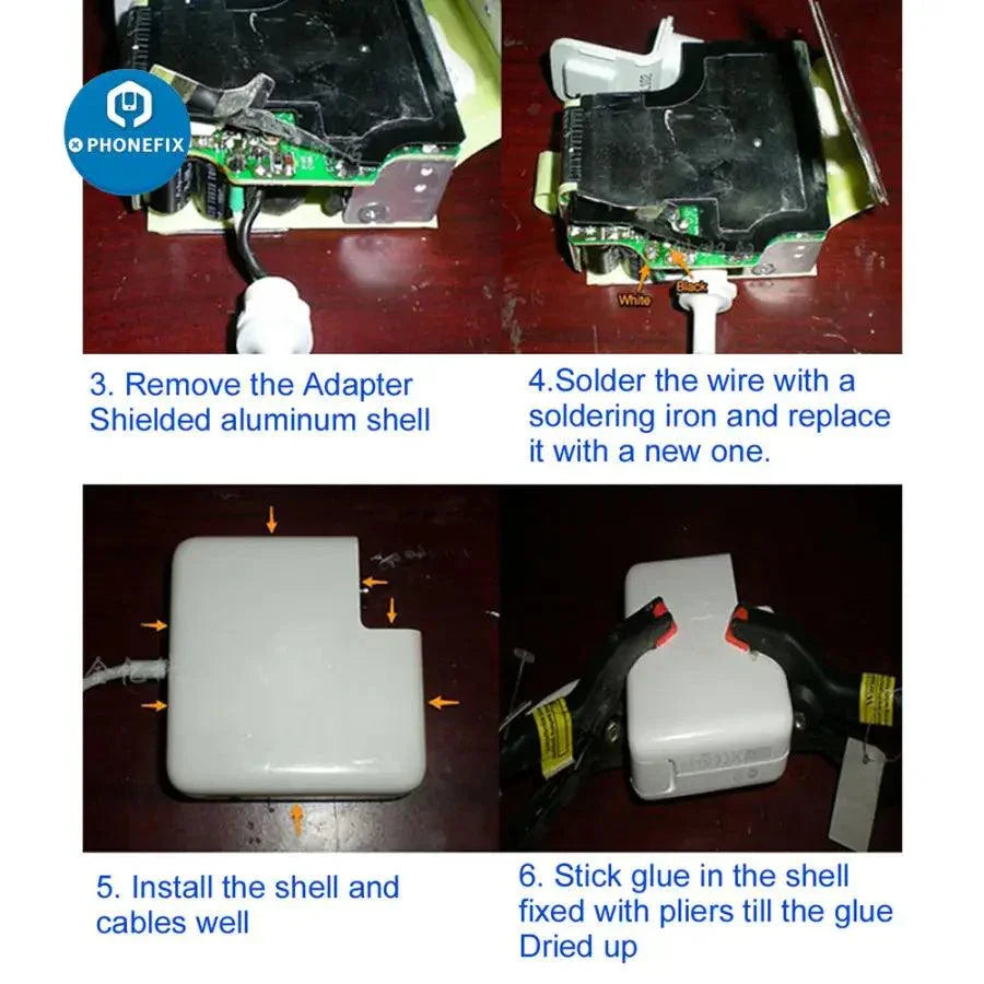 PhoneFIX 5-pin DC T-style cable for MagSafe2 charger, USB phone charging cord with T-head plug for AC power adapter.