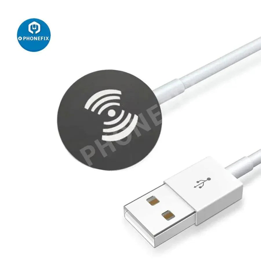 PHONEFIX 2-in-1 portable USB charger cable for Apple Watch, iPhone, and iPad, versatile phone USB charging cable in black.