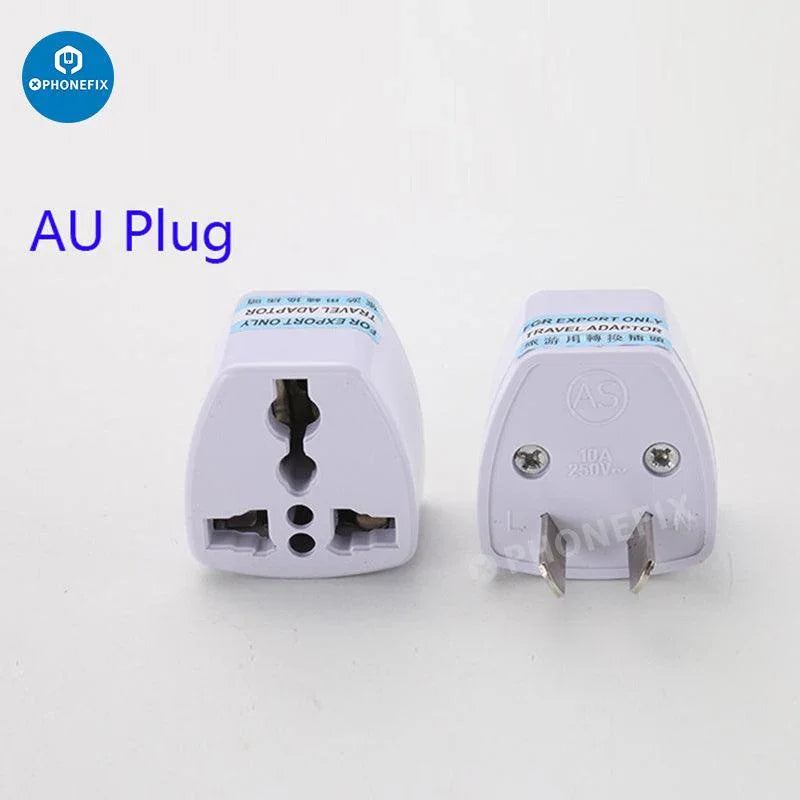 PHONEFIX Chargeur universel, convertisseur et adaptateur secteur avec prises US, UK, EU et AU pour le chargement USB des téléphones.