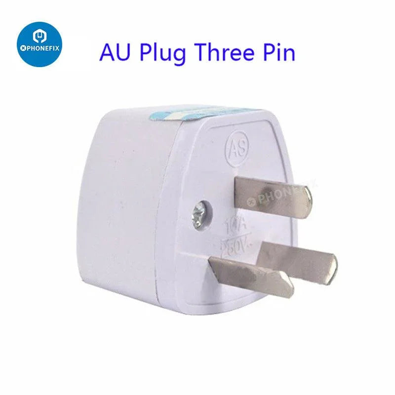 PHONEFIX Chargeur universel, convertisseur et adaptateur secteur avec prises US, UK, EU et AU pour le chargement USB des téléphones.