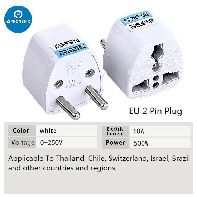 Convertisseur de chargeur universel PHONEFIX avec prises US, UK, EU et AU pour le chargement USB des téléphones, adaptateur secteur polyvalent pour une utilisation mondiale