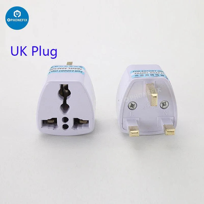 Convertisseur de chargeur universel PHONEFIX avec prises US, UK, EU et AU pour le chargement USB des téléphones, adaptateur secteur polyvalent.