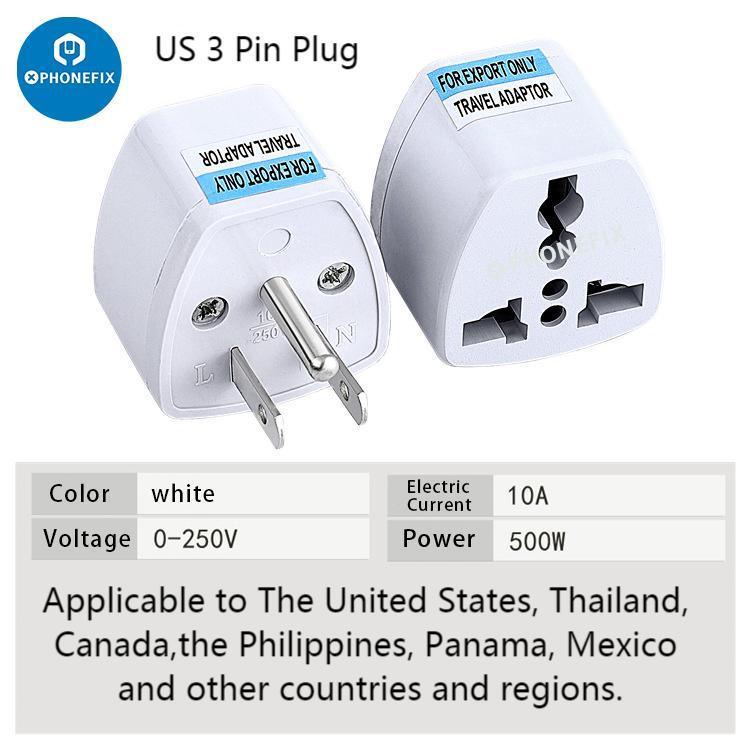 Convertisseur de chargeur universel PHONEFIX avec prises US, UK, EU et AU pour le chargement USB des téléphones, adaptateur secteur compact pour une utilisation mondiale