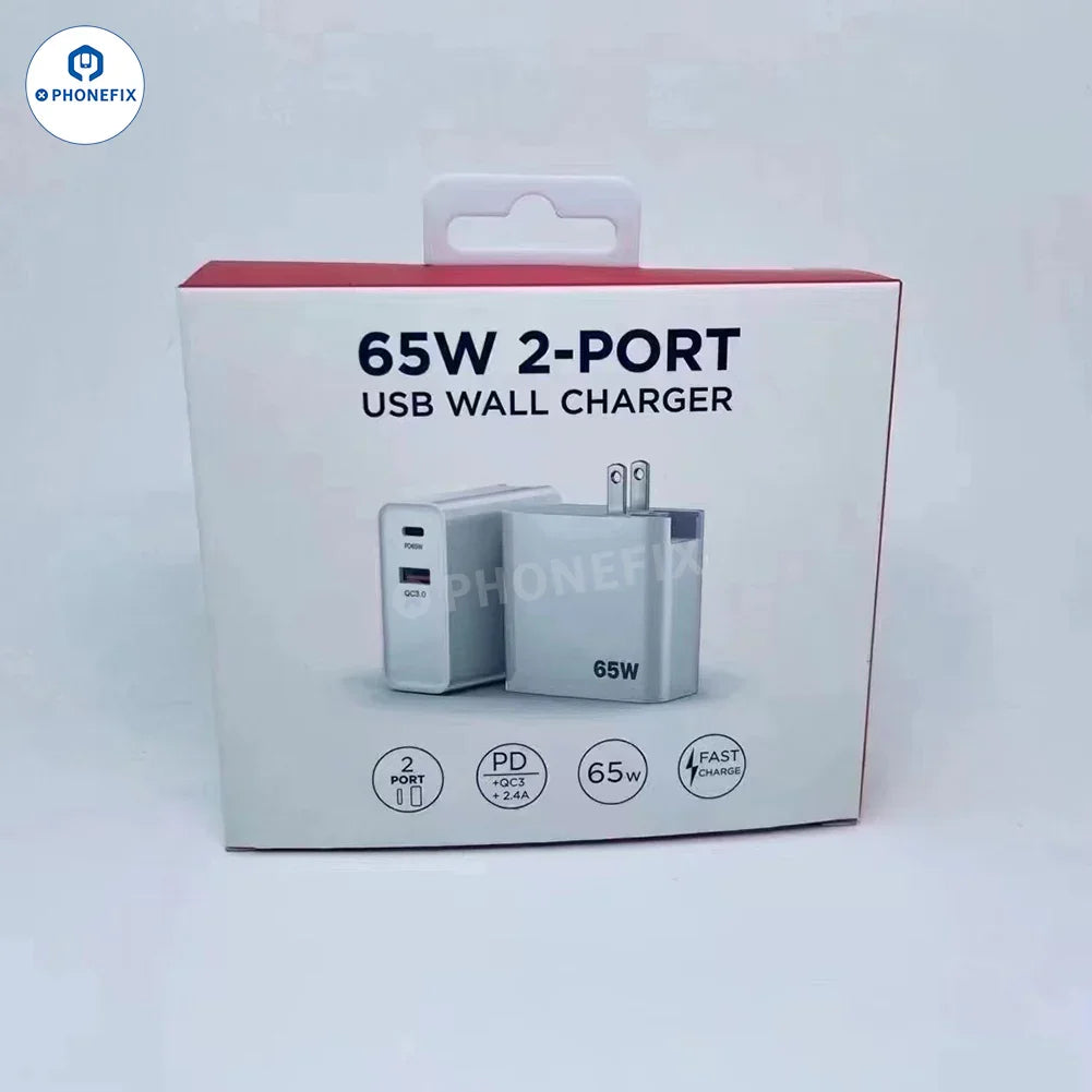 Chargeur PHONEFIX GaN PD-100W avec prise convertible pour le chargement USB d'ordinateurs portables et de téléphones portables, adaptateur secteur compact et polyvalent.