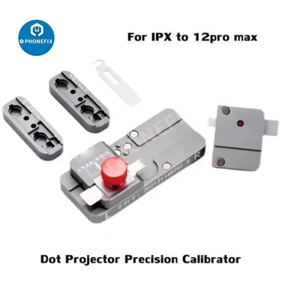 PhoneFix dot projector precision calibrator fixture for iPhone X to 12 Pro Max, used in Face ID repair and alignment.