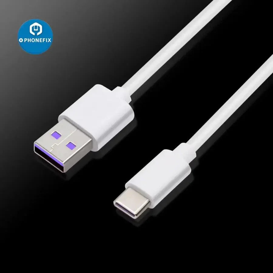 Câble de charge rapide PHONEFIX 5A USB Type C pour smartphones Huawei P30 Pro et Xiaomi, câble d'alimentation durable pour une charge rapide.