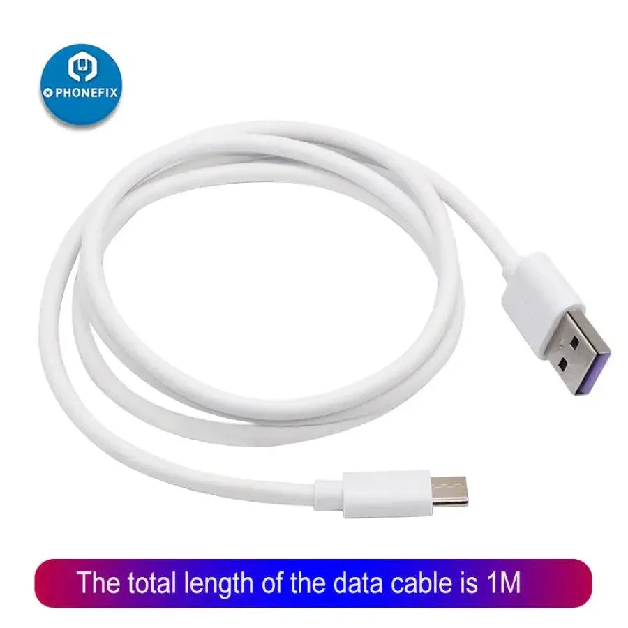 Câble USB Type C PHONEFIX 5A pour charge rapide des smartphones Huawei P30 Pro et Xiaomi, câble d'alimentation durable pour un transfert de données rapide.