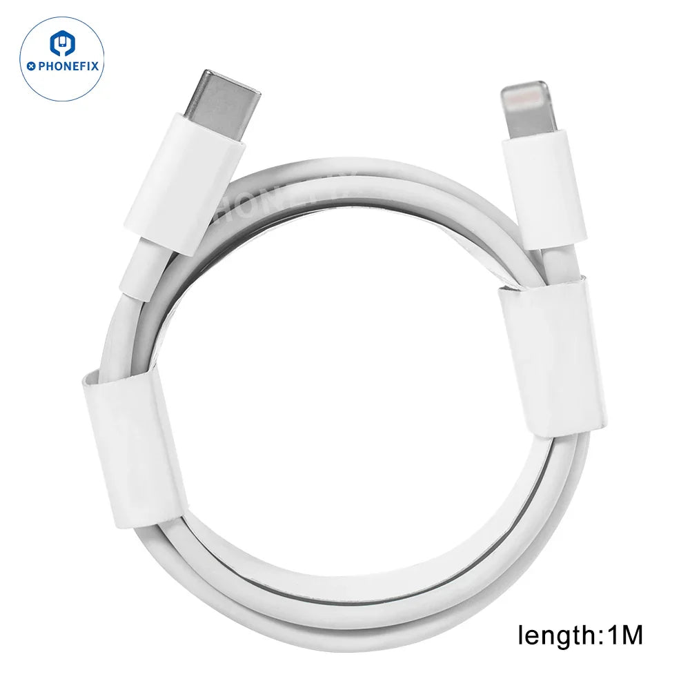 PHONEFIX USB Type-C to Lightning fast charging cable for iOS and Android devices, 1 meter long, durable power cable for quick charge