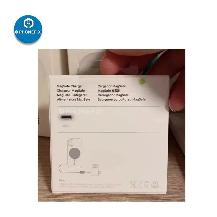 PHONEFIX 15W Magnetic MagSafe Wireless Charger for iPhone 12-15 Pro Max charging pad with magnetic attachment and sleek design.