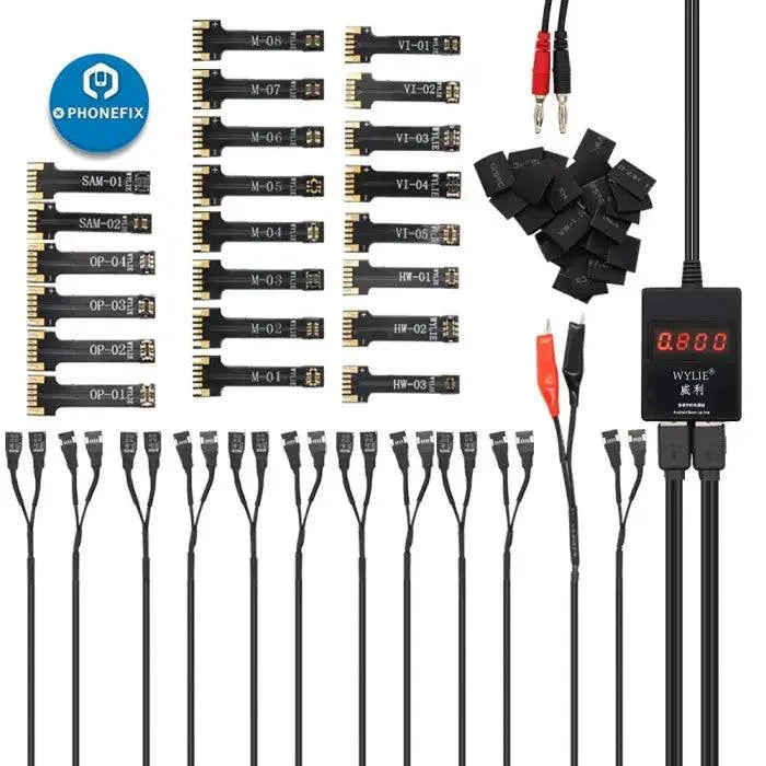 Android Phones DC power supply cable from PHONEFIX, used for phone repair testing and charging.